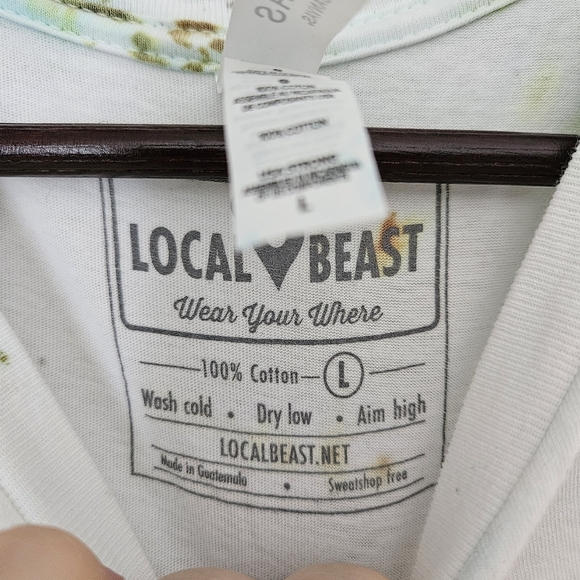 Local Beast Tie-Dye T-Shirt Bella Canvas White Unisex Mens Crewneck Cotton Large - Picture 8 of 8